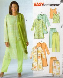 4396 UNLINED DUSTERS LENGTHS, TOP, BOTTOMS PATTERN 26W-32W